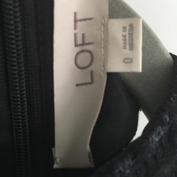 Loft Faux Velvet Floral Black Dress Size 0 - Picture 2 of 5